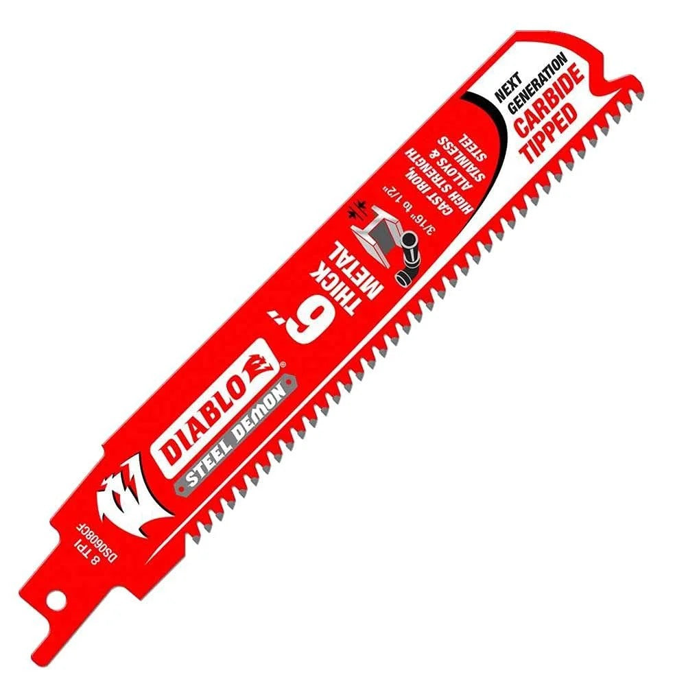 Diablo Steel Demon 6 in. L x 1 in. W Carbide Reciprocating Saw Blade 8 TPI